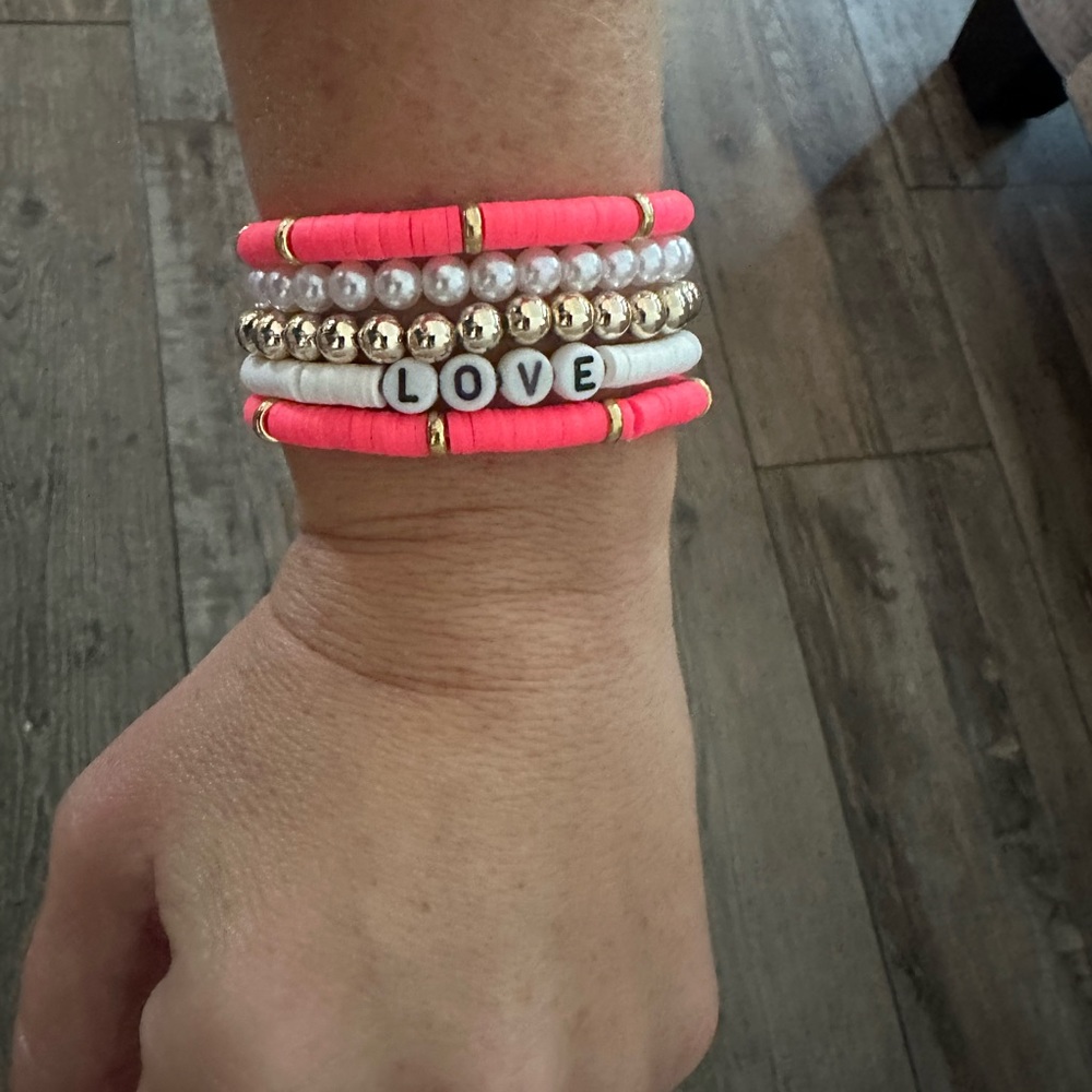 NEW - Set of 5 homemade clay bracelets